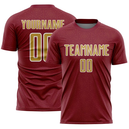Jersey Custom Uniform Crimson Gold-White Soccer Sublimation Old Sports Geometric Shape Jersey Custom Uniform Crimson Gold-White Soccer Sublimation Old Sports Geometric Shape