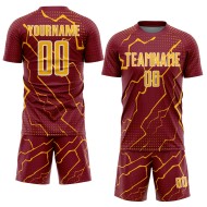 Gold-White Custom Sports Soccer Uniform Crimson Jersey Sublimation Lightning Gold-White Custom Sports Soccer Uniform Crimson Jersey Sublimation Lightning