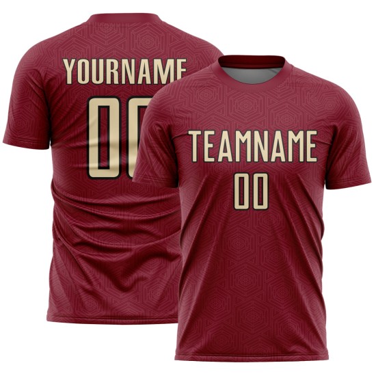Shape Sublimation Geometric Custom Soccer Sports Uniform Cream-Black Jersey Crimson Shape Sublimation Geometric Custom Soccer Sports Uniform Cream-Black Jersey Crimson