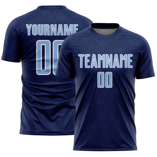 Light Uniform Jersey Geometric Sports Blue-White Soccer Shape Custom Navy Sublimation Light Uniform Jersey Geometric Sports Blue-White Soccer Shape Custom Navy Sublimation
